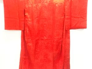 アンティーク　綸子　花筏模様織り出し長襦袢(刺繍衿付き)